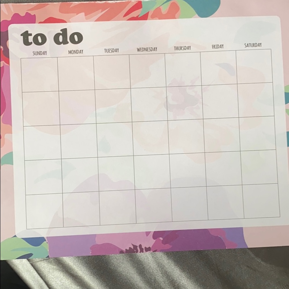 Monthly planner with tear off sheets.
